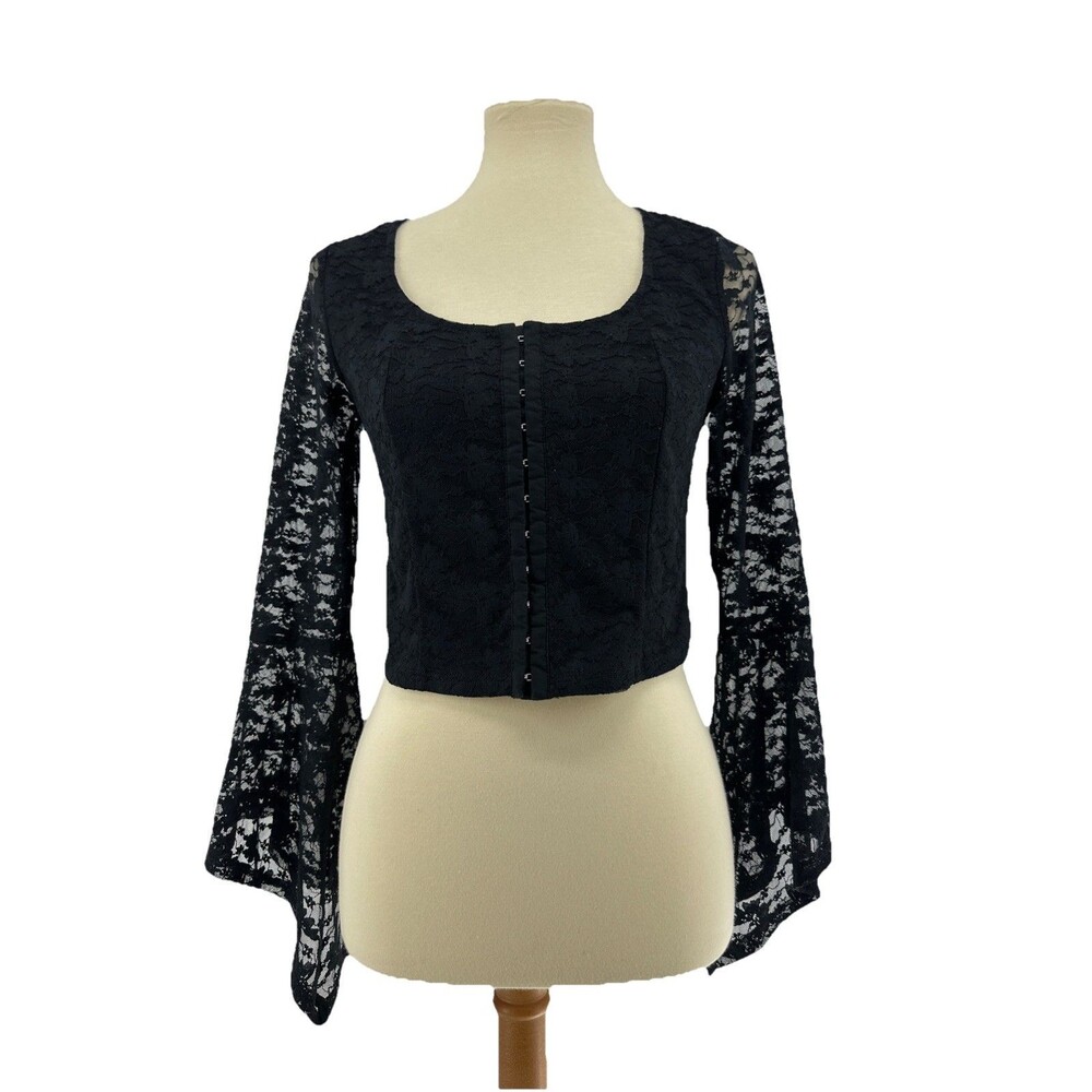 Cosmic Aura Lace Butterfly Fairy Gothic Flare Sleeves Top Sz Small